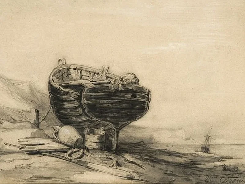 1822-Gustave Drouin - Barca sulla riva